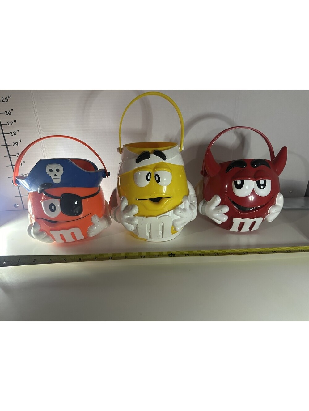 M&M 3 Trick or Treat Pails HALLOWEEN VINTAGE BUCKETS🔥🔥🔥